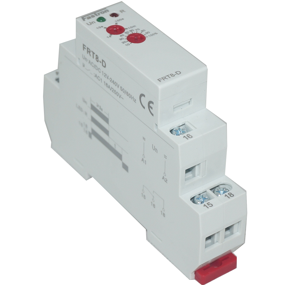 FRT8-D/W240, Delay Off Timer without Supply Voltage 12-240 V AC/DC, 0.1s - 10 Min, 1 x SPDT 16 Amp FRT8-D/W240, Delay Off Timer without Supply Voltage 12-240 V AC/DC, 0.1s - 10 Min, 1 x SPDT 16 Amp